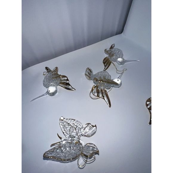 Beautiful Vintage Glass Christmas Tree Ornaments Butterfly Hearts Poinsettia - Picture 14 of 16